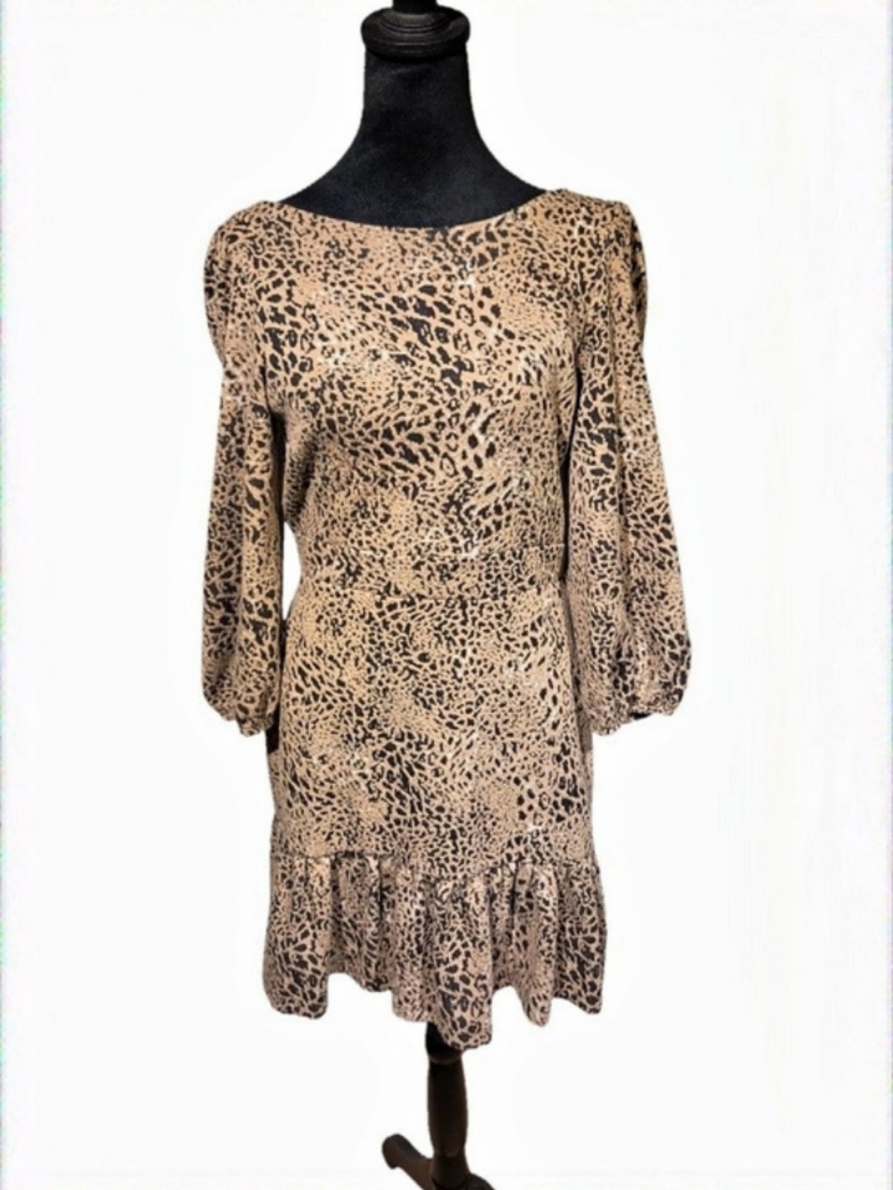 Maeve Animal Print Knit Cut-out Mini Dress Size 10